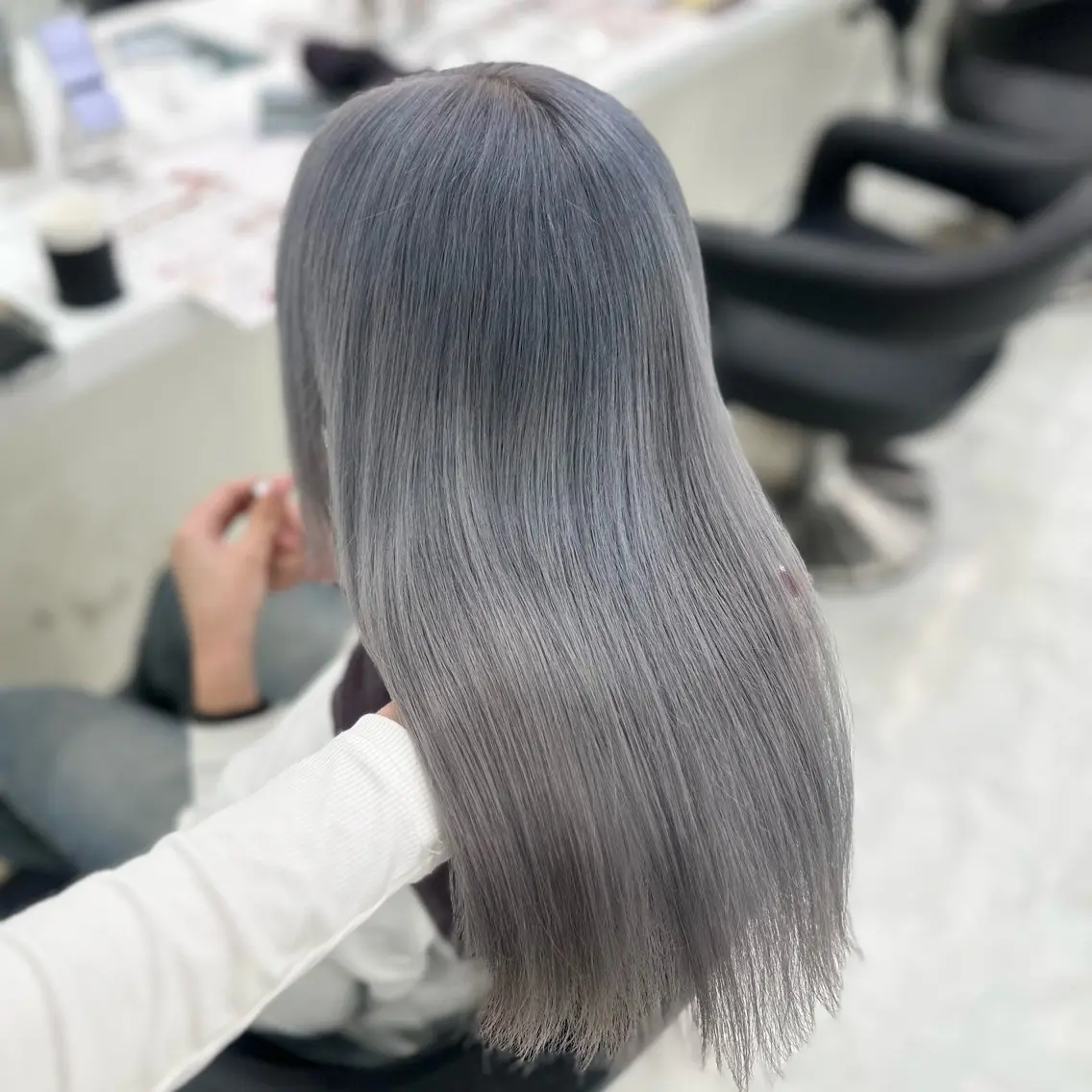 セミロング ヘアカラー ヘッドスパ ヘアセット 韓国ガーリー🤍ハイ トーン🤍Ayanaのヘアスタイル