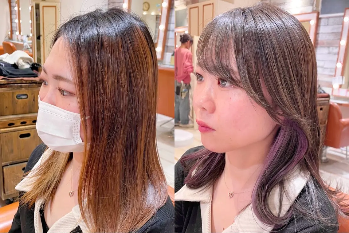 セミロング カラー イヤリングカラー くびれヘア 清水 ちひろ ✄トップスタイリストのヘアスタイル
