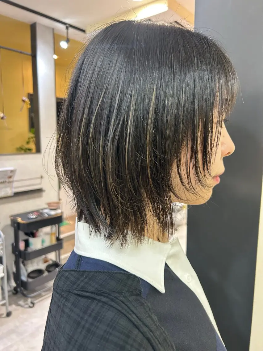 ショート カラー ボブ ウルフカット hubhair レイヤー/透明感のヘアスタイル