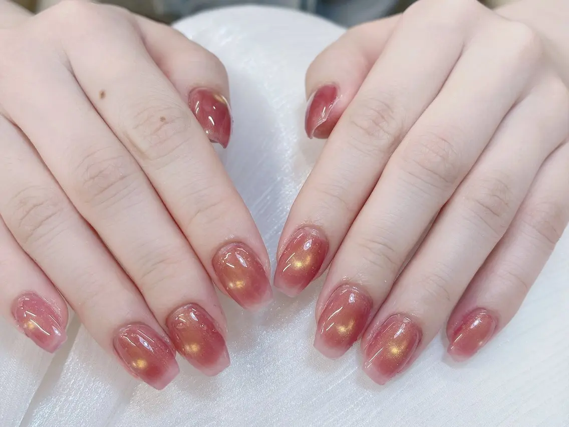 ネイル チークネイル 成人式 フレンチネイル グラデーション 氷ネイル・うるうるネイル ハンドネイル DUO   MI nail salonのネイルデザイン