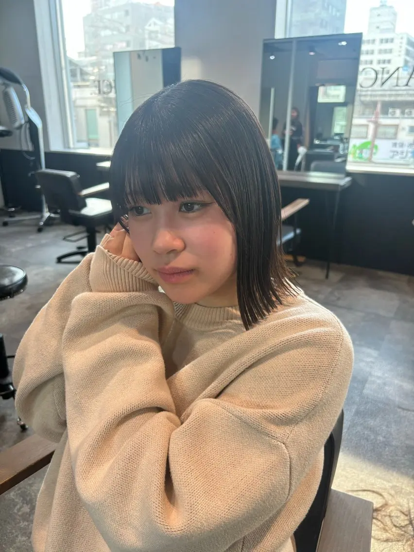 ショート パーマ ボブ 髪質改善 ショートヘア ストレートパーマ 穐田 航のヘアスタイル
