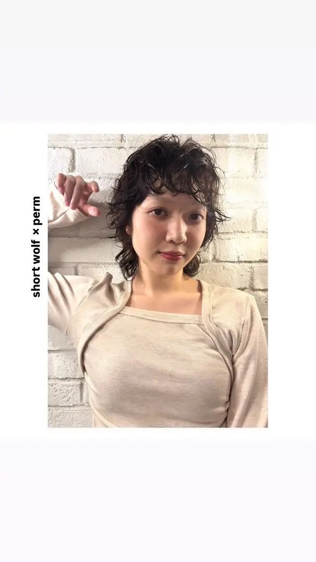 ショート パーマ ショートヘア ウルフカット カット パーマ トリートメント hiro【沿線で叶う 似合わせhair】のヘアスタイル