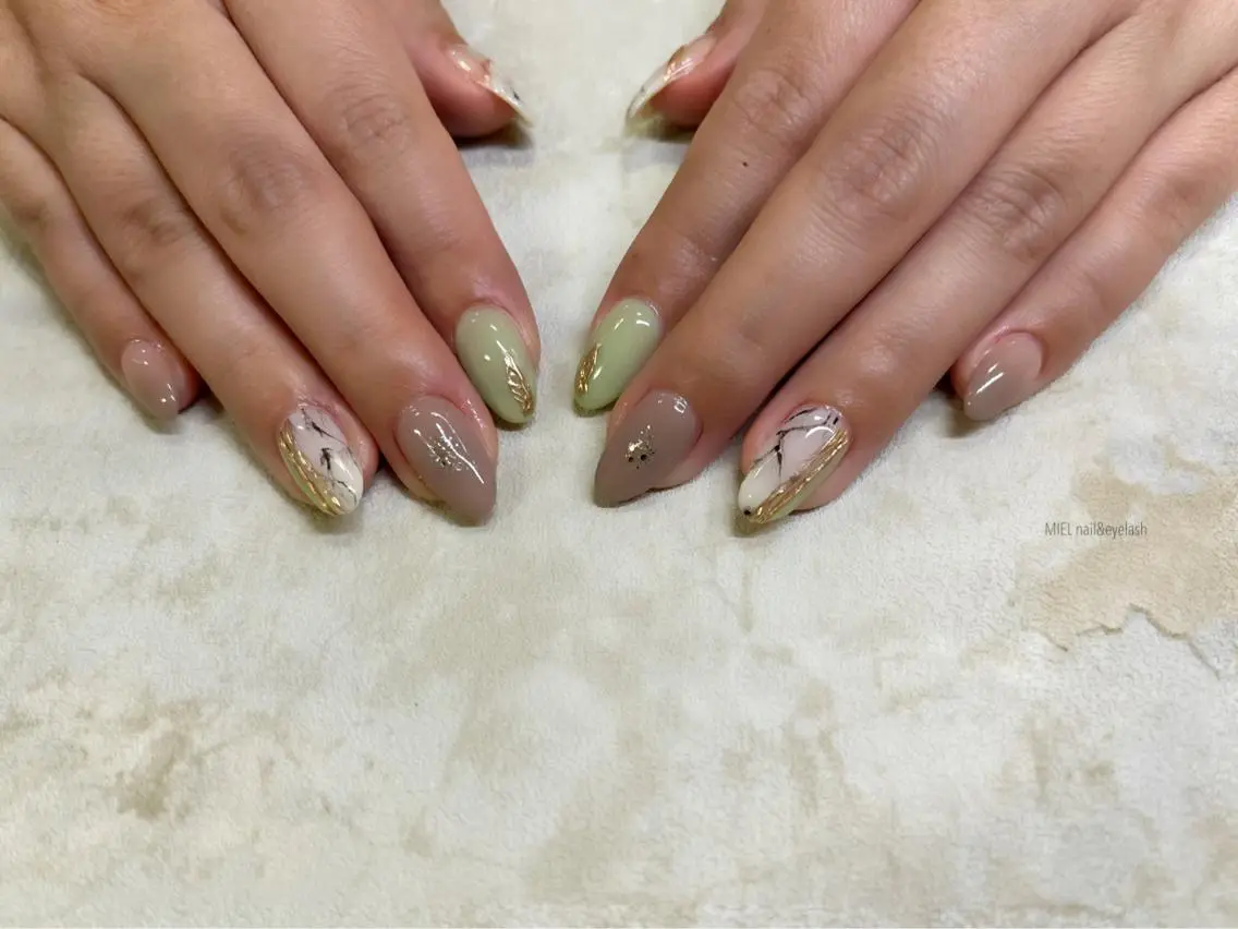 ネイル 大理石ネイル(マーブル) ハンドネイル nail salon monailのネイルデザイン