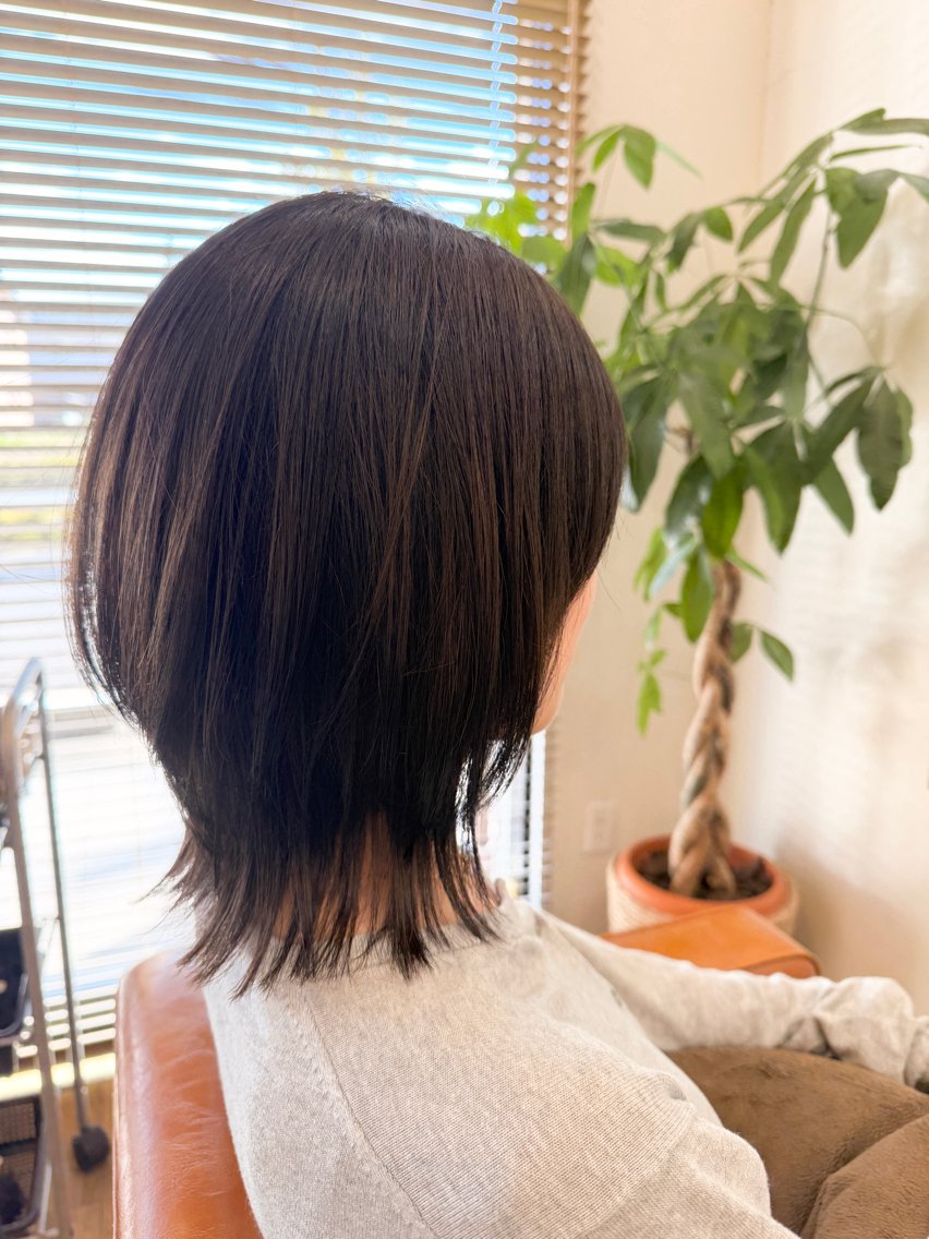 ミディアム ボブレイヤー ボブ レイヤーカット カット ヘアカラー トリートメント GRUNWAY mayukaのヘアスタイル