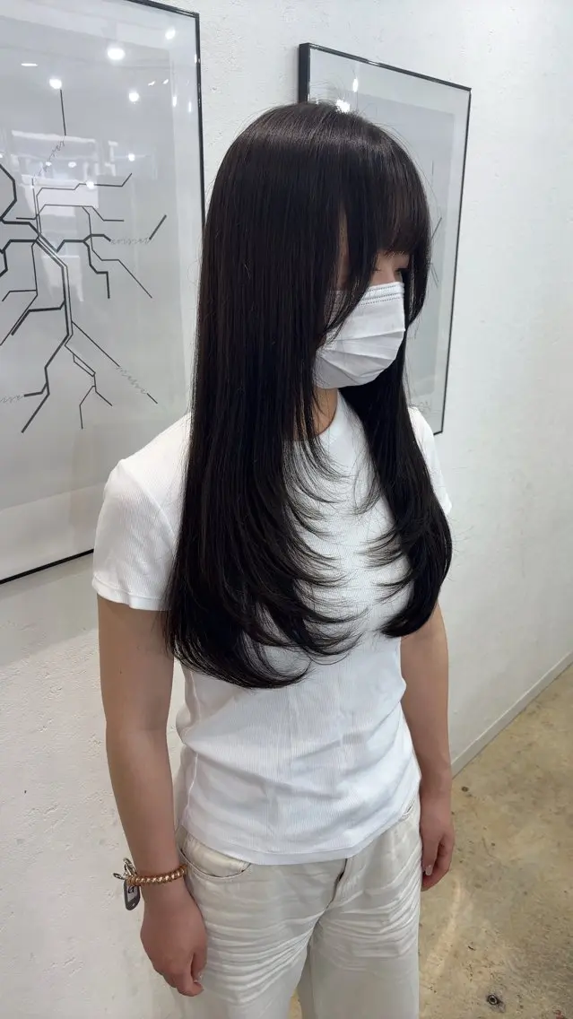 ロング カラー カット ヘアカラー トリートメント 🪽髪質改善矯正 🤍MIU🤍のヘアスタイル