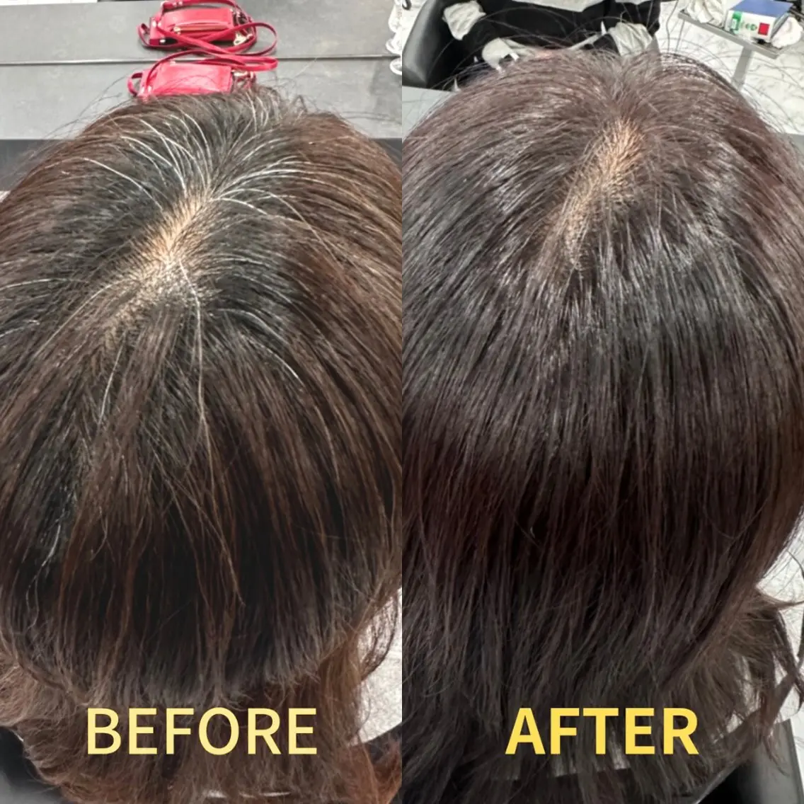 ✨定番メニュー✨潤い艶リタッチカラー+シャンプーブロー(白髪染め可)/根元のプリン解決🍮ハケが痛くないように優しく塗布の写真