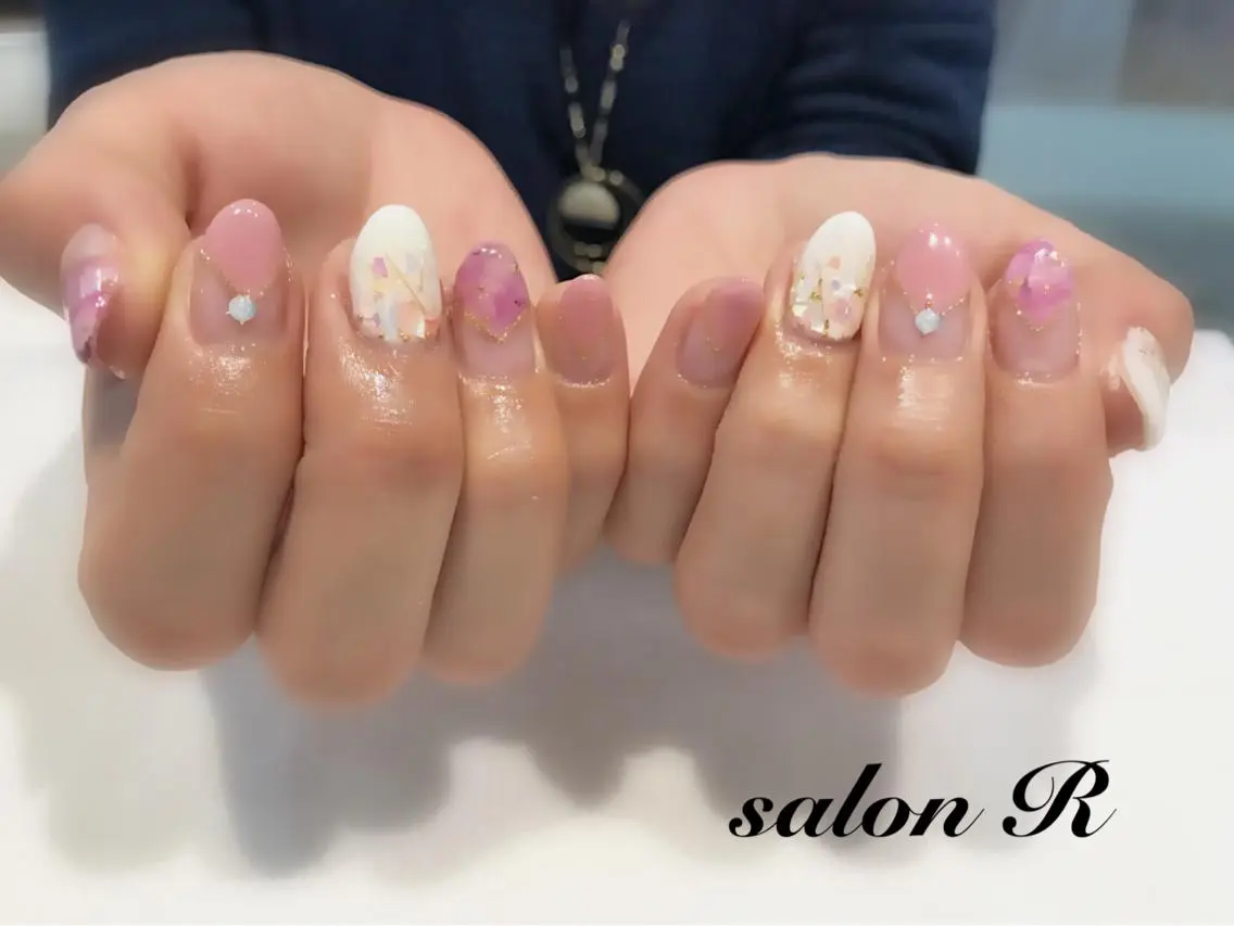 ネイル フレンチネイル ニュアンスネイル ピンク NARUMI HYODOのネイルデザイン