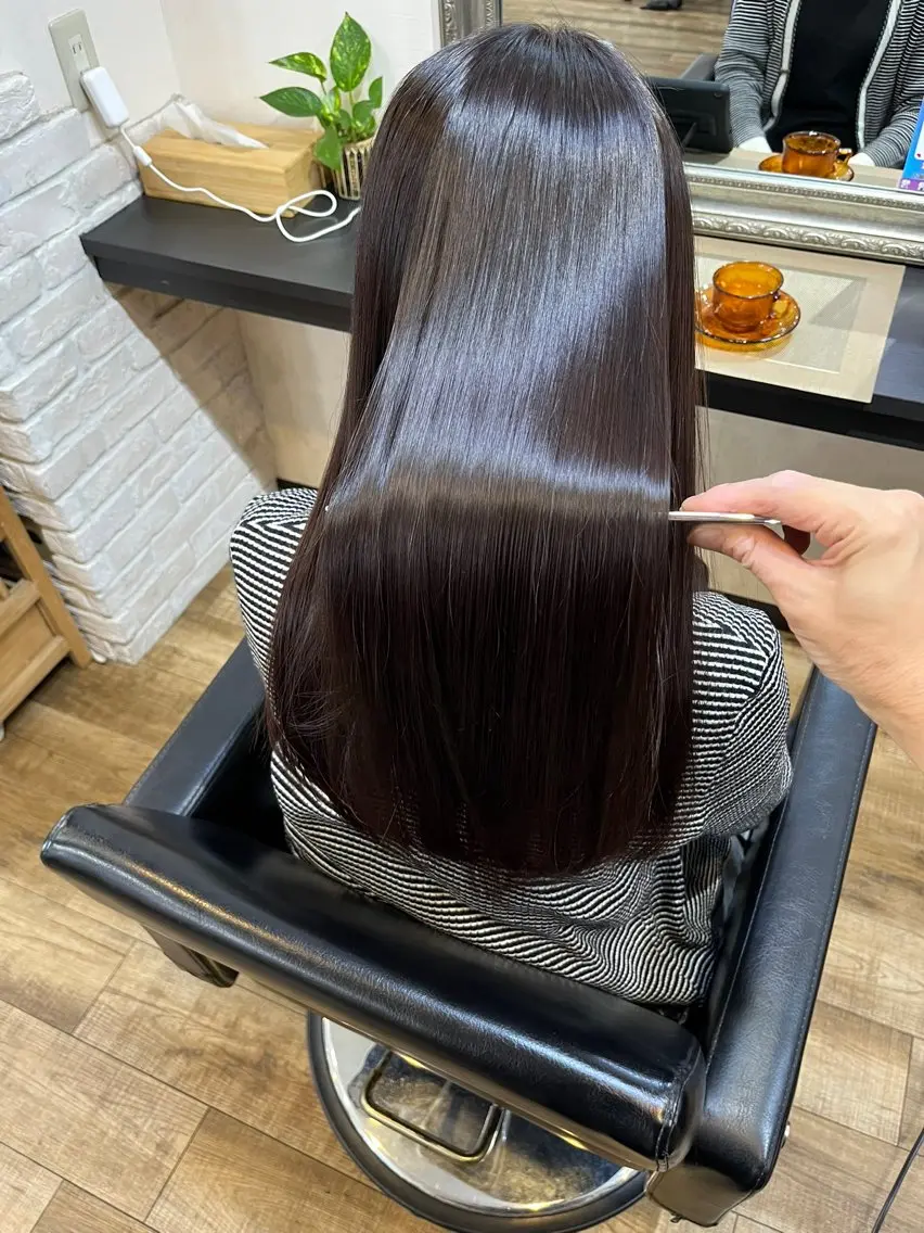 ロング 縮毛矯正 きむえり/髪質改善 /うねり広がり改善のヘアスタイル