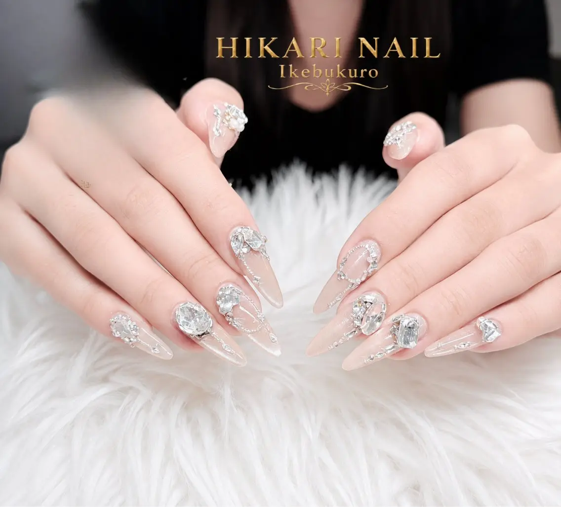 ネイル チークネイル 長さ出し フレンチネイル ガーリー ハロウィン ハンドネイル HikariNail Ikebukuroのネイルデザイン