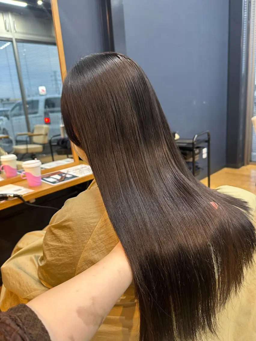 ロング カット 縮毛矯正 トリートメント 坂庭 美夢のヘアスタイル