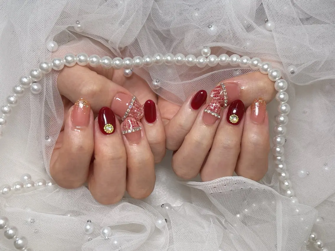 ネイル ツイードネイル ハンドネイル bijou nails 舞のネイルデザイン