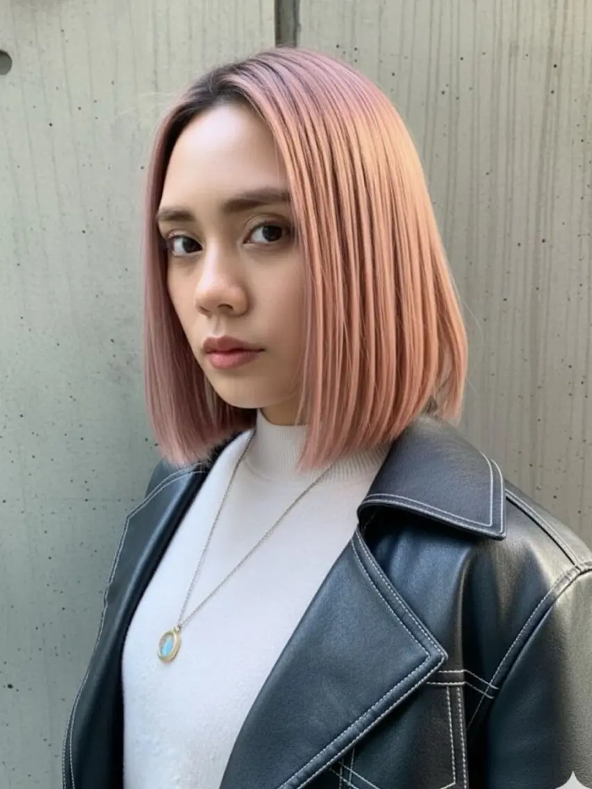 ミディアム カラー 🉐渋谷・ブリーチ ⭐️縮毛モデル🉐のヘアスタイル