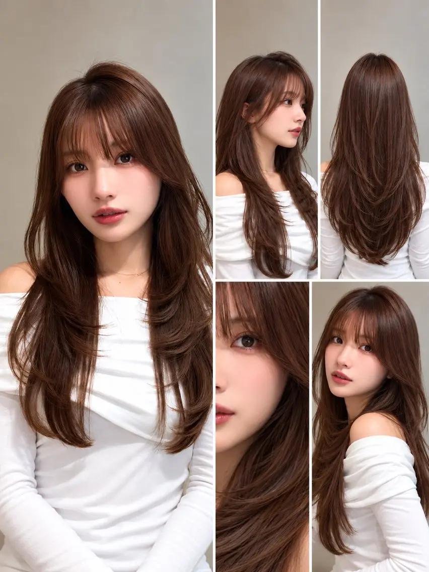 ロング カラー カット ヘアカラー トリートメント 🦋韓国風レイヤー/ 艶髪矯正🦋凛太郎のヘアスタイル