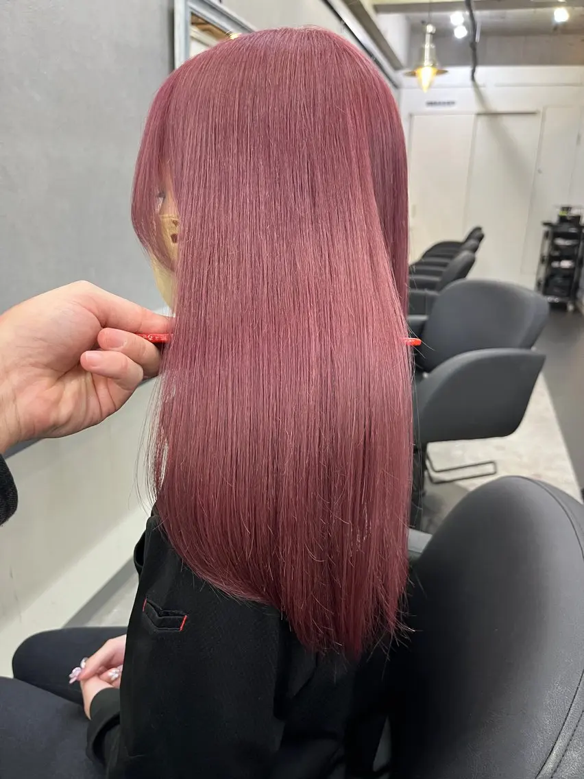 ミディアム カラー ピンクカラー ヘアカラー トリートメント ダブルカラー メンズパーマ大成のヘアスタイル