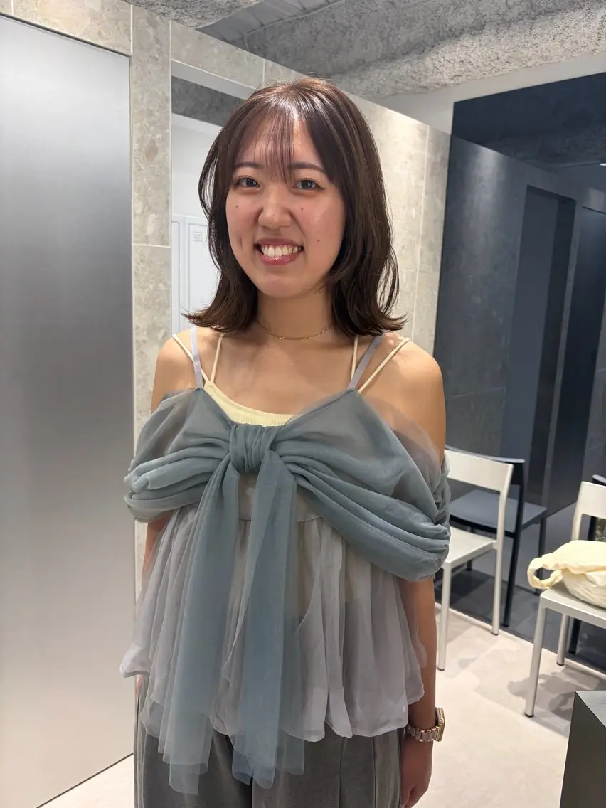 ミディアム ラベンダーベージュ カット ヘアカラー トリートメント 💎京都【髪質改善】 【美髪】 白石 有紀のヘアスタイル