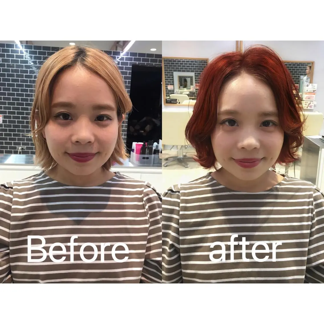 カラー レッドカラー 中村 美穂のヘアスタイル