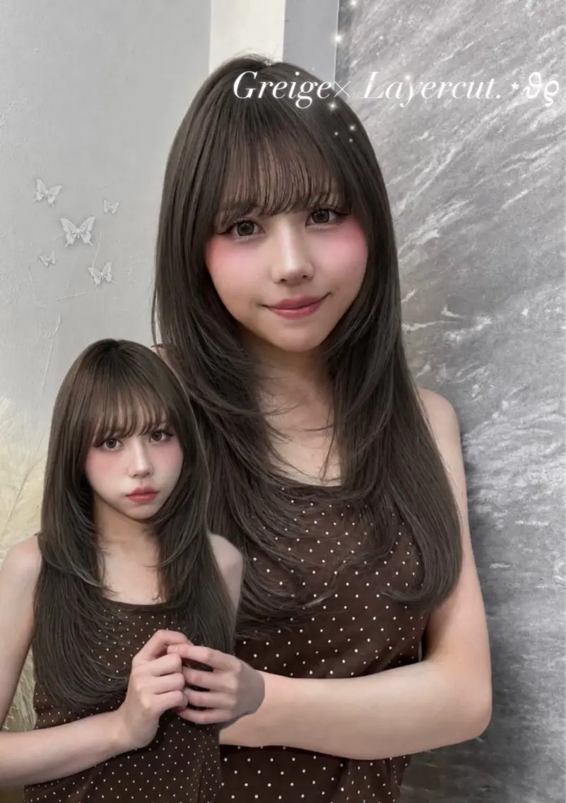 ロング カラー ヘアアレンジ ヘアカラー 🩶透明感カラー 池袋/mei🩶のヘアスタイル