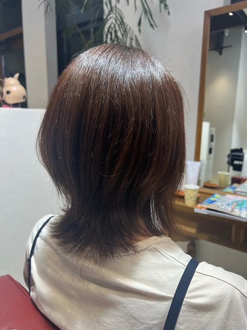 ミディアム ウルフカット カット パーマ 福島 滉希のヘアスタイル