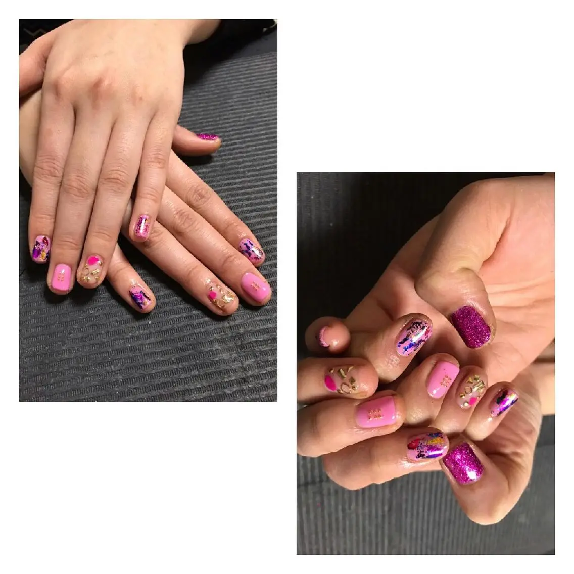 ネイル ラメ(グリッター) ピンク モチの良さ◉ フィルインネイル♡のネイルデザイン