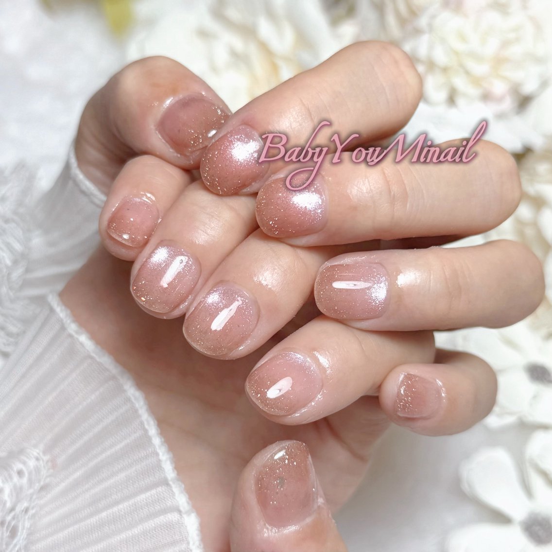 ネイル オーロラネイル チークネイル 成人式 フットネイル フレンチネイル ハンドネイル BabyYouMi nailのネイルデザイン