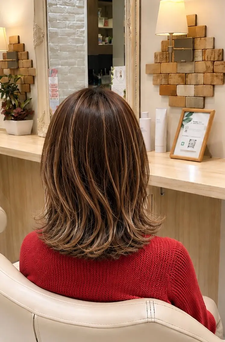 セミロング ✨艶白髪ケアカラー✨ ✨艶白髪ぼかしカラーのヘアスタイル