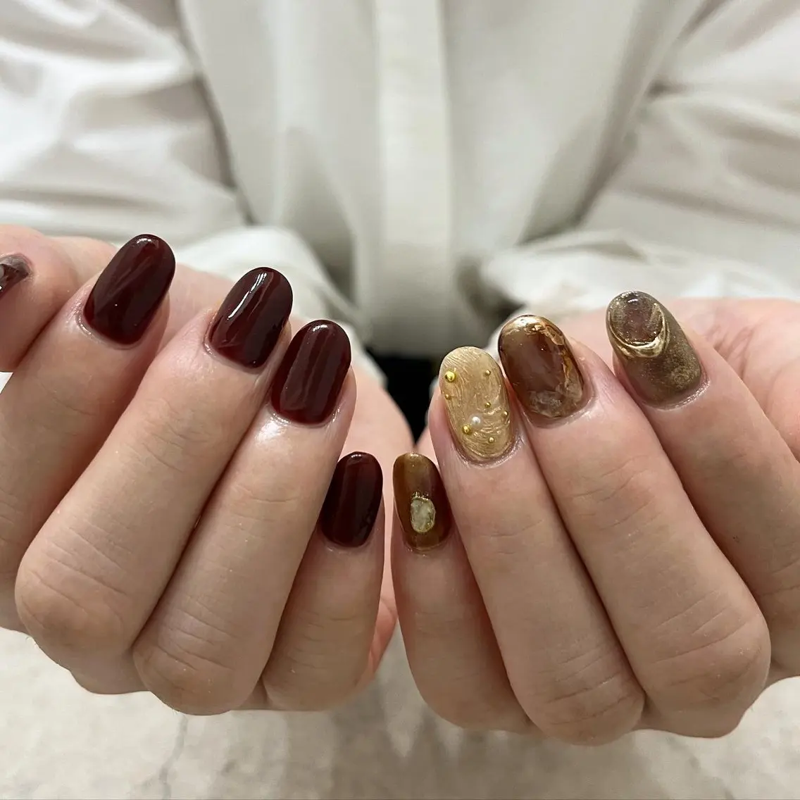ネイル グリーン ハンドネイル vegh. nail/阿波座のネイルデザイン