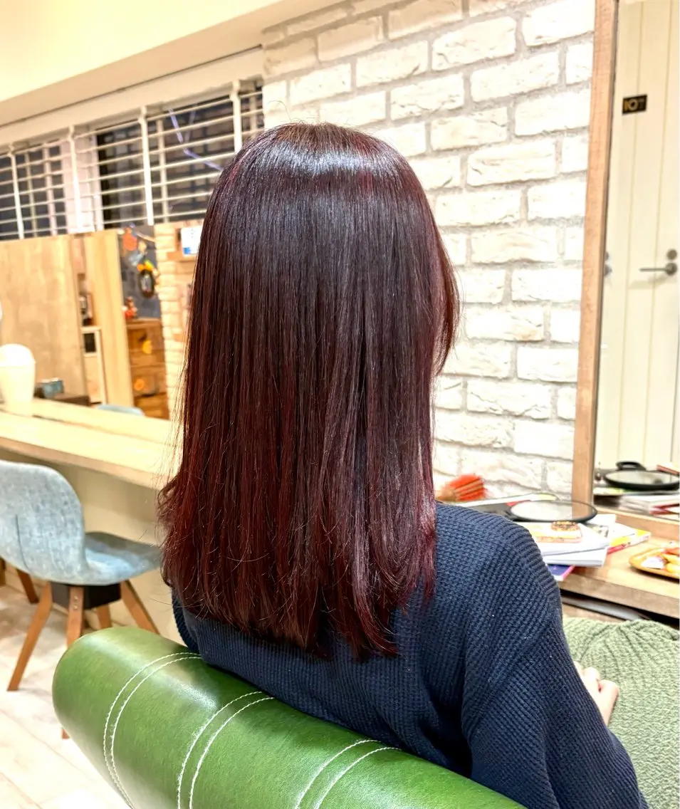 セミロング カラー ハイライトカラー ローズカラー ハイライト カット ヘアカラー トリートメント 清水 有実子のヘアスタイル