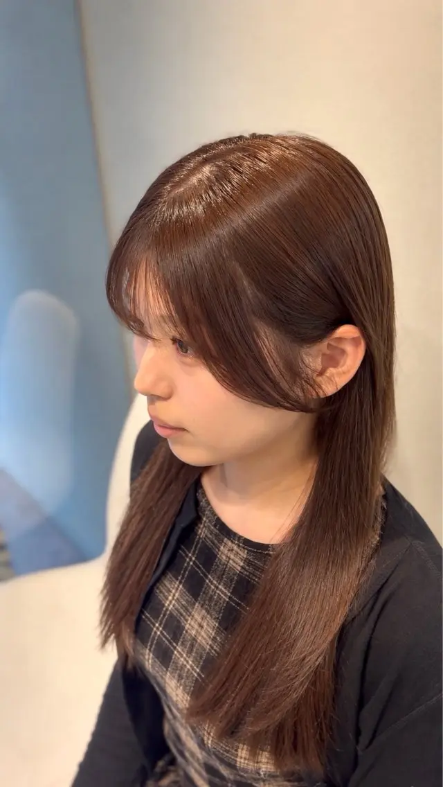 ロング 顔周りカット ヘアカラー 酸性縮毛矯正/ 顔周りカット/信之介のヘアスタイル
