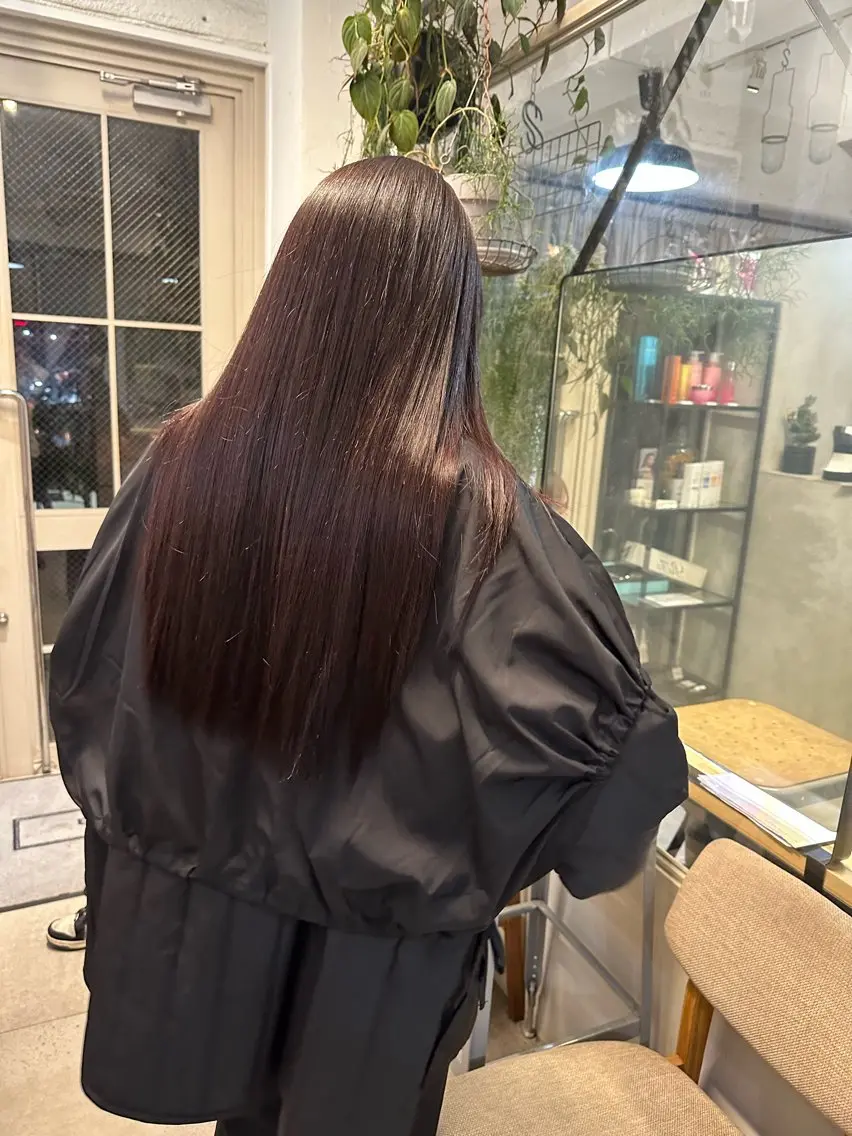 ロング カラー カット 縮毛矯正 トリートメント REINA☁️透明感 カラー/ぷつっと♡のヘアスタイル