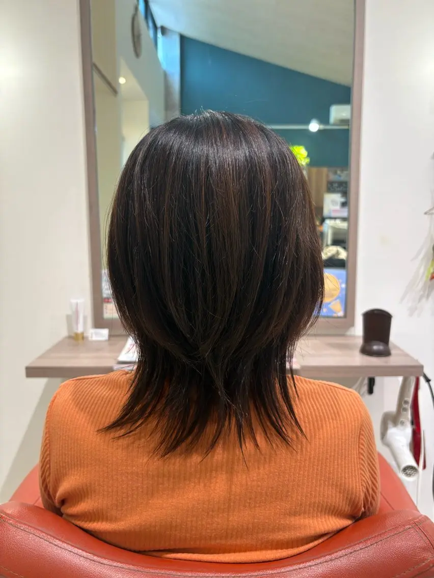 ミディアム くびれヘア ウルフカット 田村 美沙子のヘアスタイル