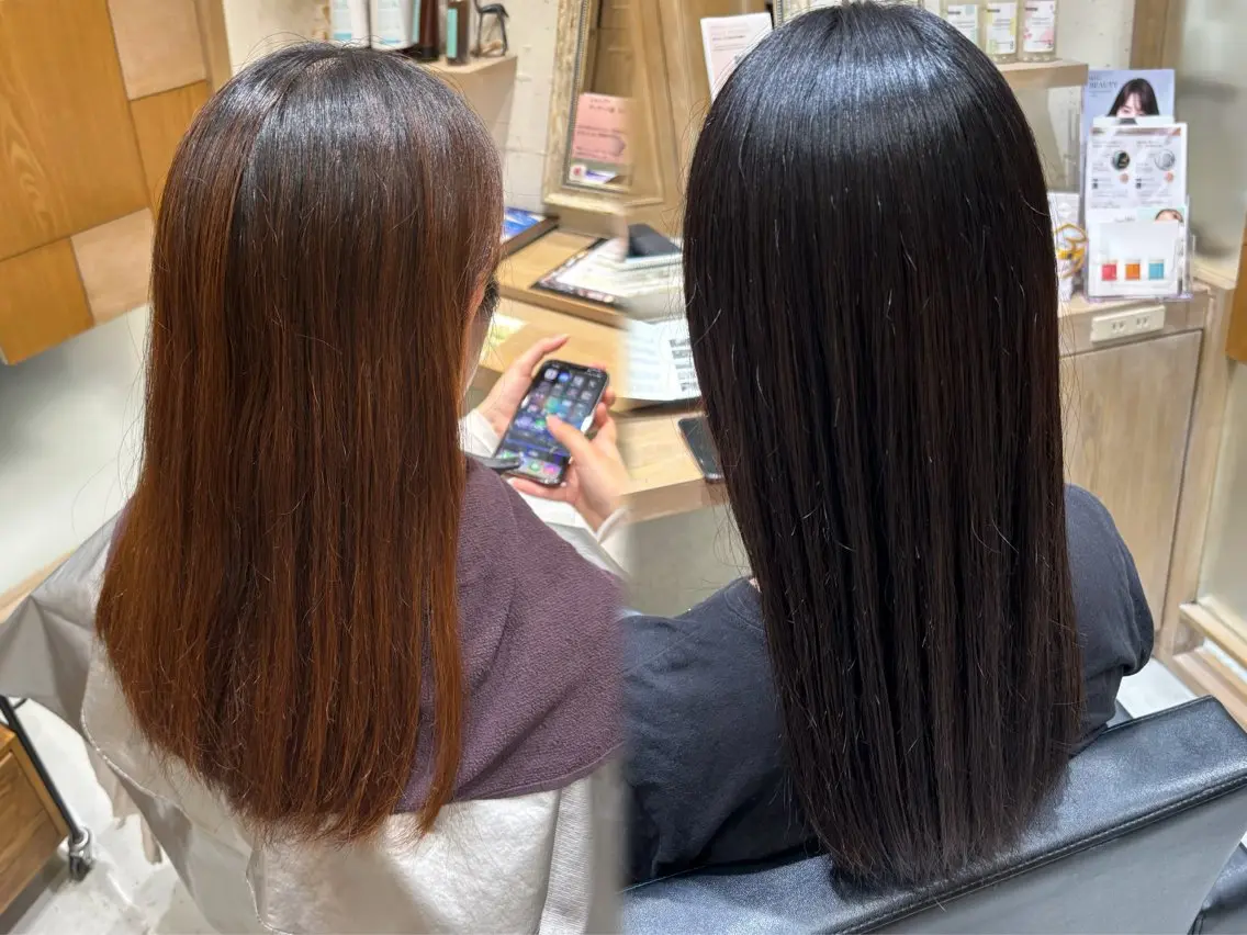 ロング 透明感グレージュ/ 縮毛矯正/静岡のヘアスタイル