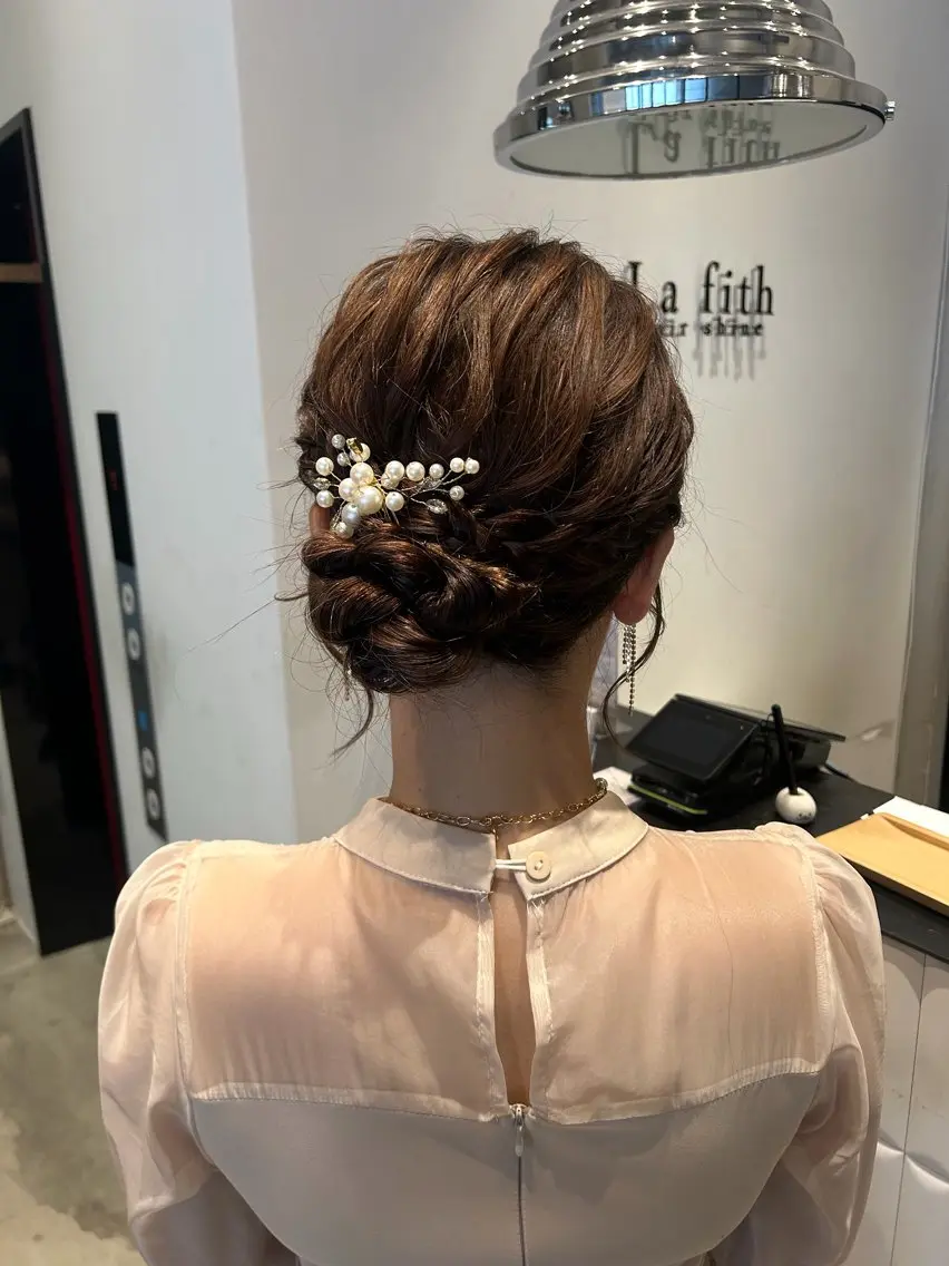 ヘアアレンジ 結婚式・ブライダル ヘアセット MOMO おおたかの森🎀のヘアスタイル