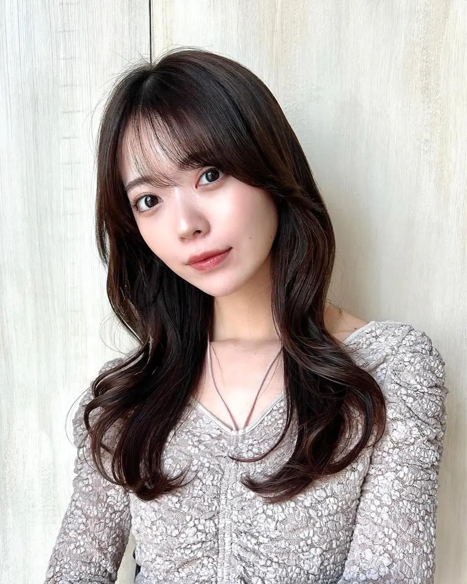セミロング くびれヘア 顔周りカット レイヤーカット シースルーバング カット ヘアカラー トリートメント 🧡くびれヘア/前髪 顔周り🧡久原結衣のヘアスタイル