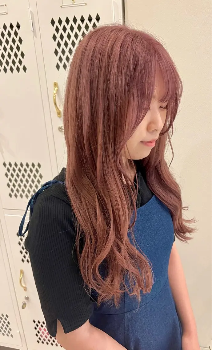 ロング カラー ベージュカラー グレージュ ピンクカラー ホワイトベージュ ヘアカラー トリートメント 興津/韓国レイヤー ダブルカラー美髪縮毛のヘアスタイル