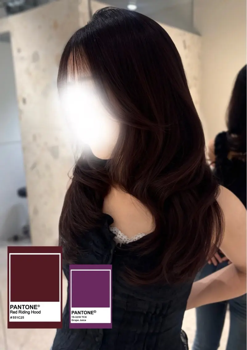 セミロング カラー ボルドーカラー ブラウンカラー ラベンダーカラー ラベンダーブラウン カット ヘアカラー 韓国レイヤー/垢 抜けカラー/KANAのヘアスタイル