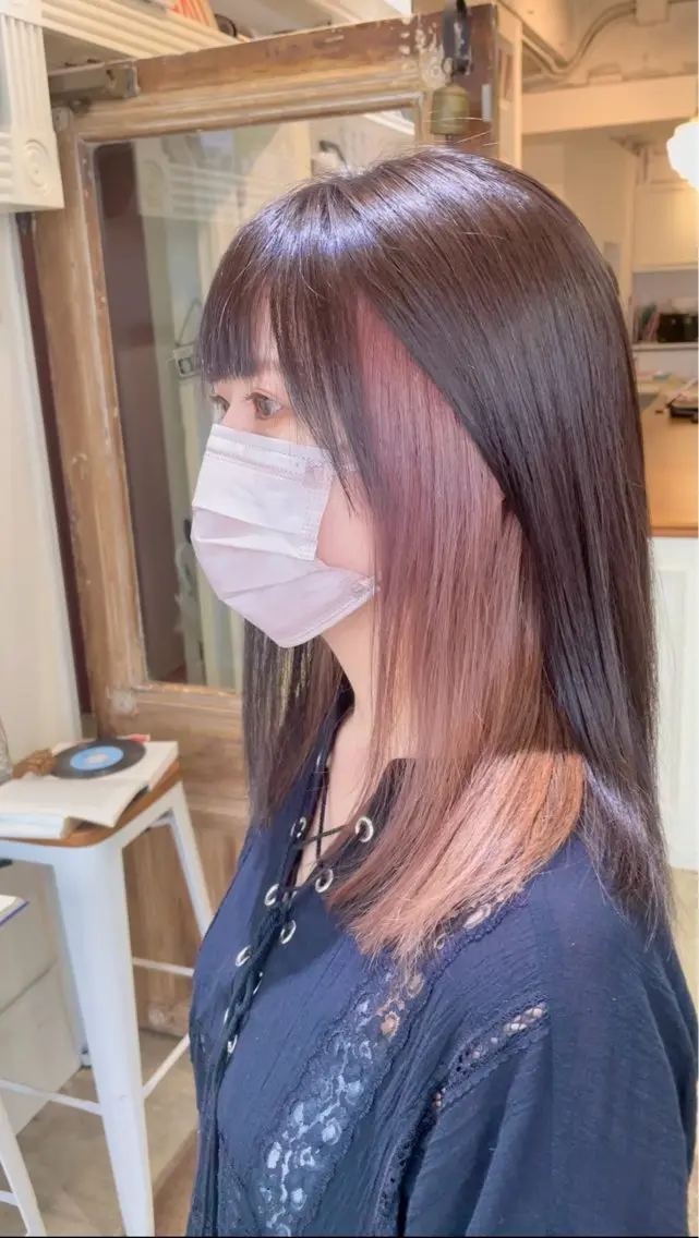 セミロング カラー ヘアアレンジ インナーカラー ピンクカラー ヘアカラー トリートメント 山崎 澪 レイヤーカット/大宮のヘアスタイル