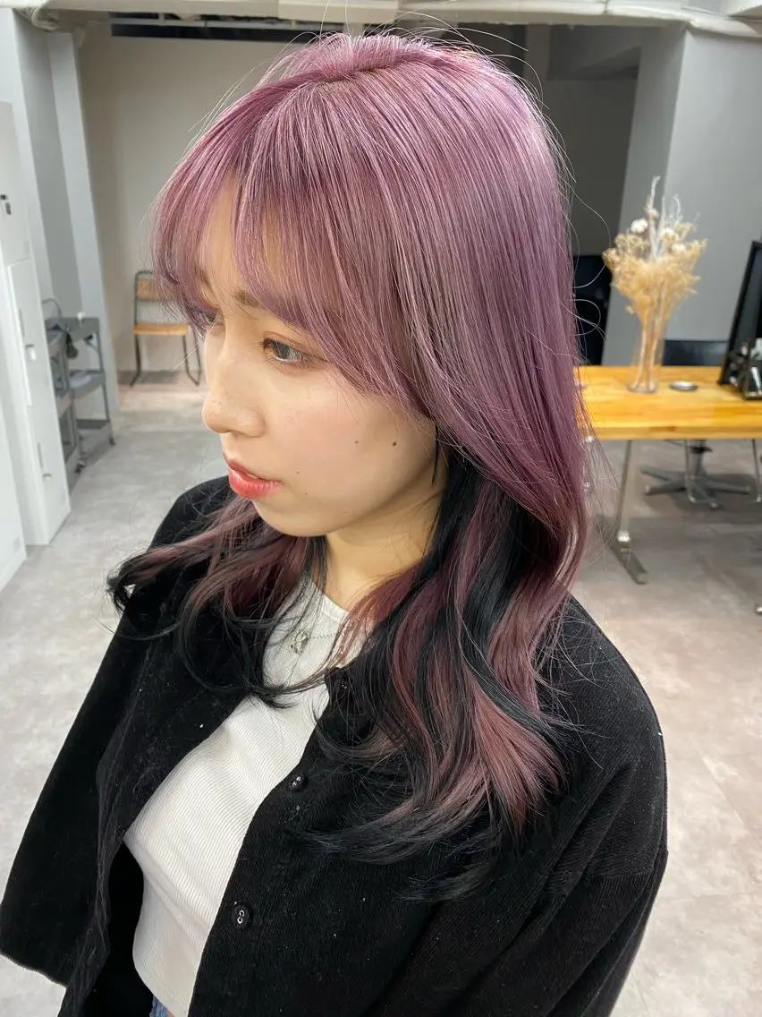 ロング カラー ブリーチ デザインカラー ピンクカラー レイヤー暖色カラー 池袋Yamamotoのヘアスタイル