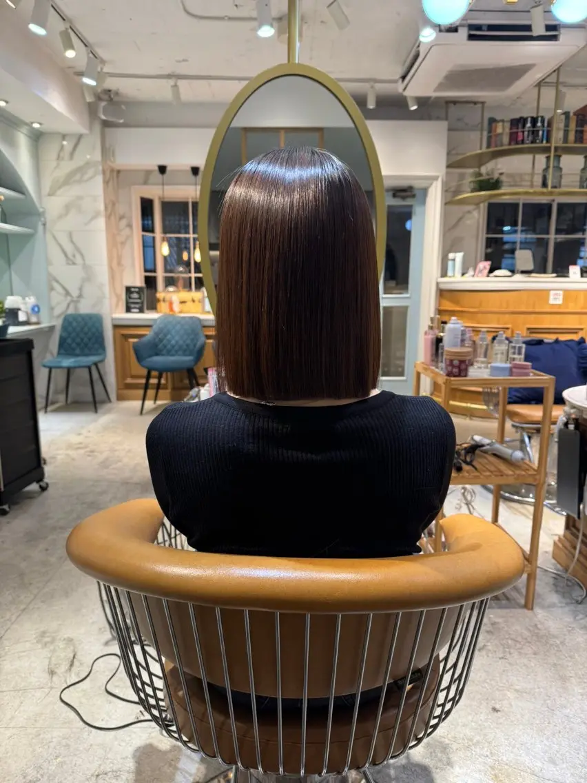 ミディアム 髪質改善 縮毛矯正 カット ヘアカラー トリートメント ヘアセット 髪質改善/ボブ /韓国/erikoのヘアスタイル