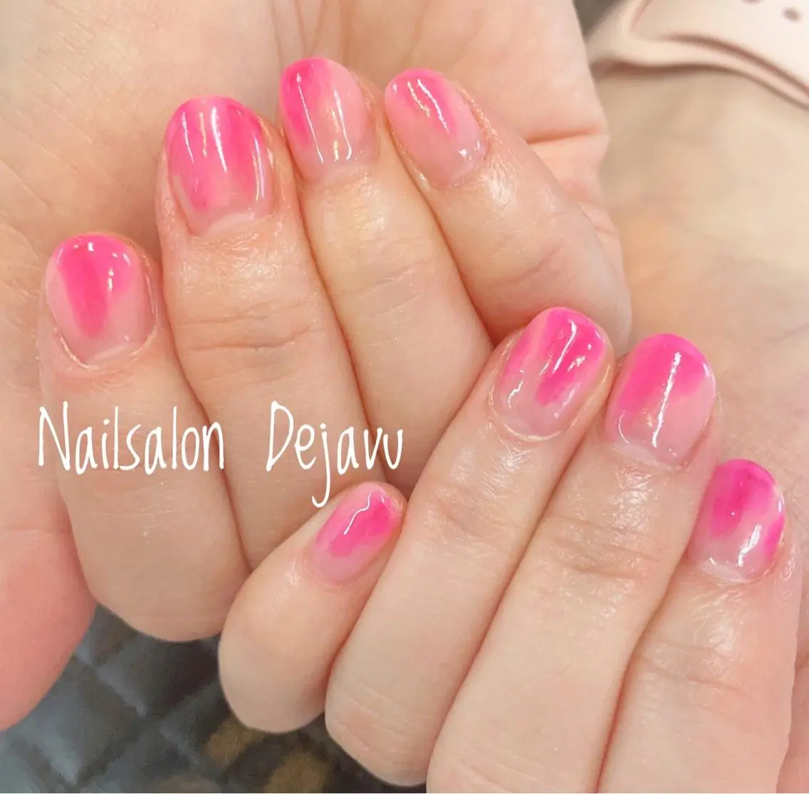 ネイル クリアネイル ピンク 春ネイル ハンドネイル Nailsalon Dejavuのネイルデザイン