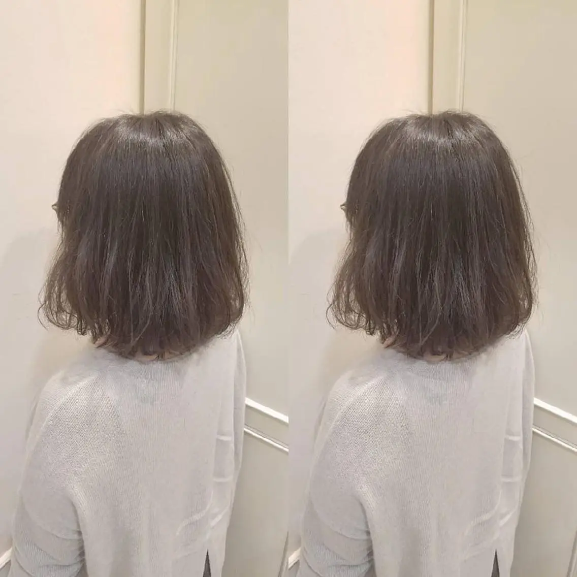 ミディアム カラー グレージュ ハイライトカラー カーキグレージュ ハイライト ブリーチ・ハイトーン 特化🎉内山のヘアスタイル