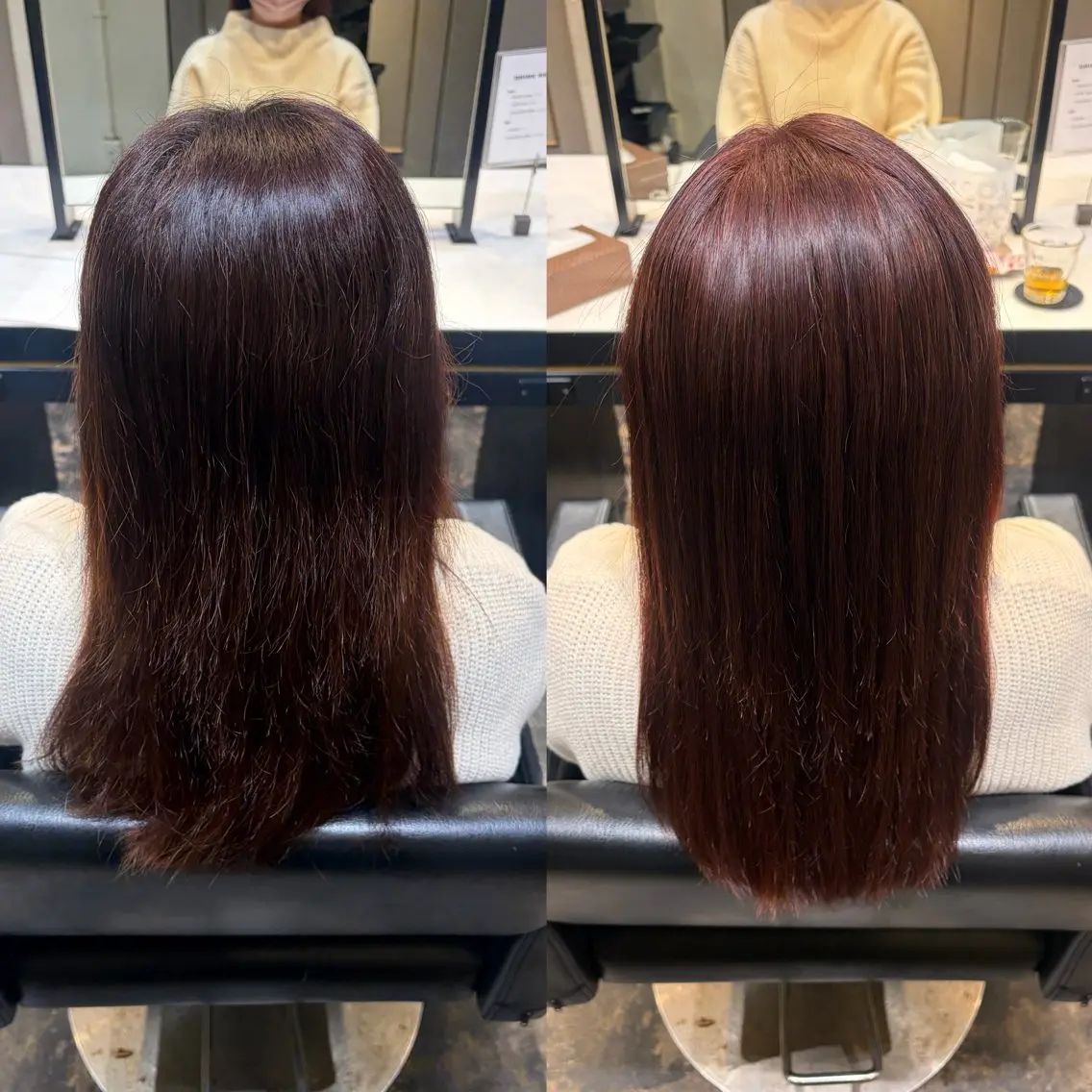 セミロング カラー 縮毛矯正 髪質改善🪽🎀 みおのヘアスタイル
