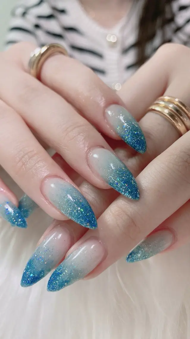 ネイル フレンチネイル ラメ(グリッター) ラメグラデーション マグネットネイル 持ち込み Unicorn Nail原宿表参道のネイルデザイン