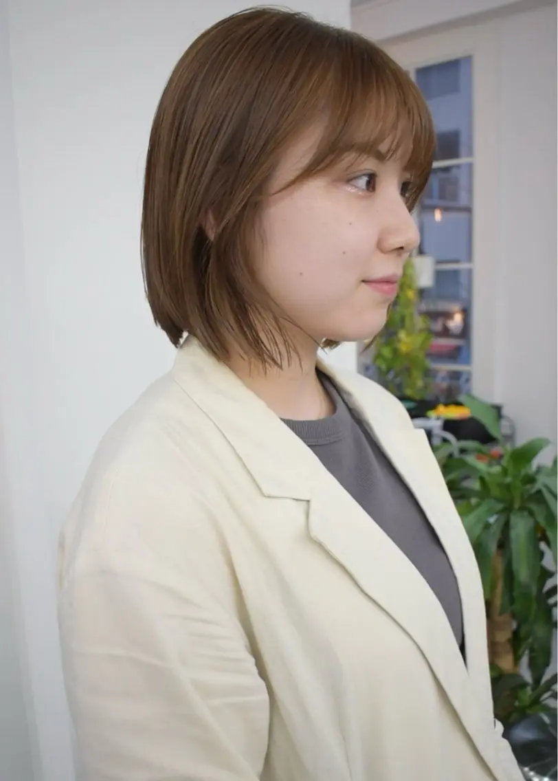ミディアム カラー カット ヘアカラー トリートメント レイヤーボブ/ 艶カラー/サナ🌼のヘアスタイル