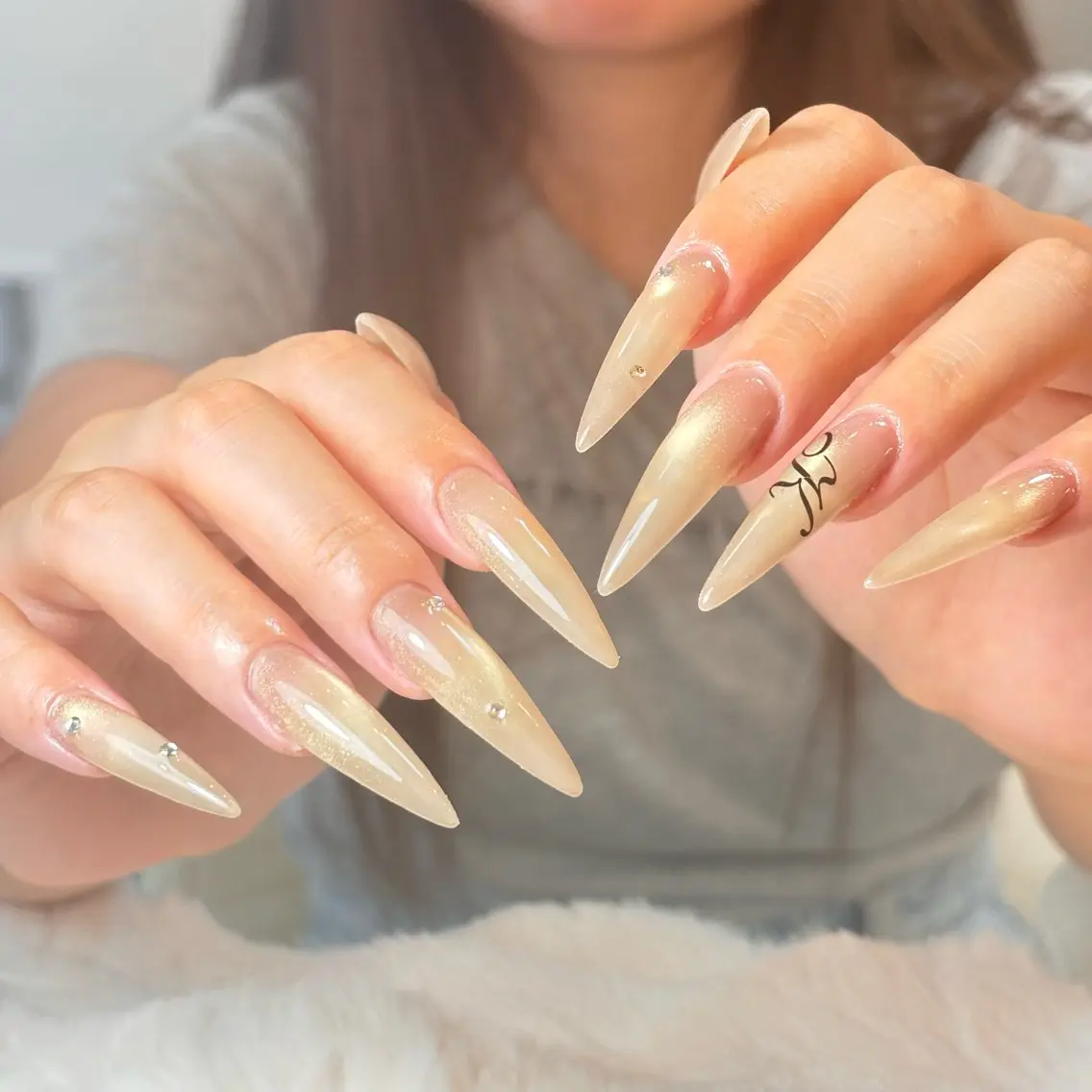 ネイル 桜ネイル 長さ出し フレンチネイル 韓国ネイル マグネットネイル Kiwami nailsalonのネイルデザイン