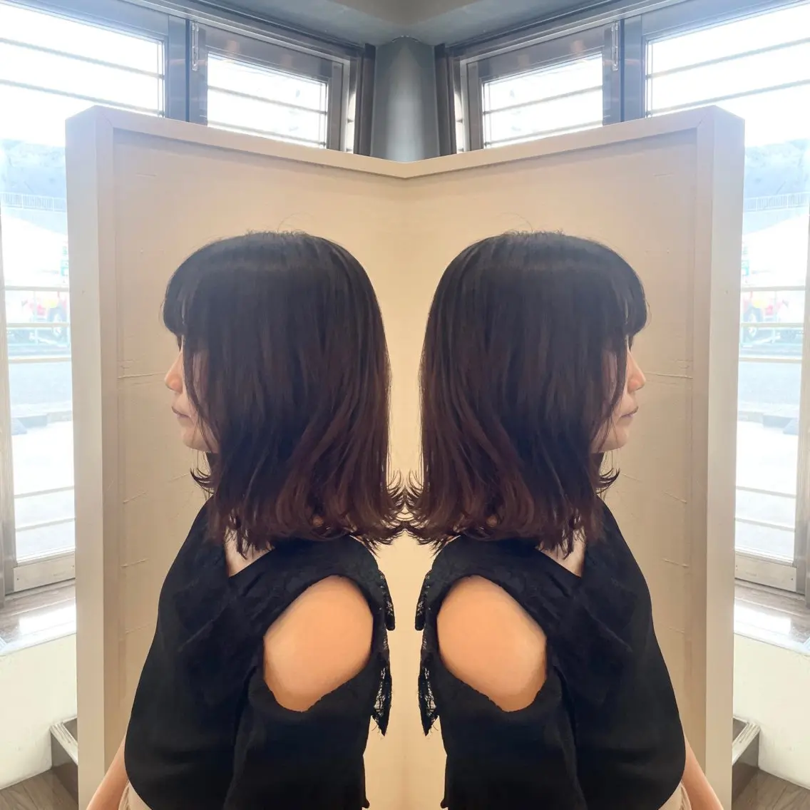 ミディアム カラー 伸ばしかけ カット ヘアカラー トリートメント VERDA KENのヘアスタイル