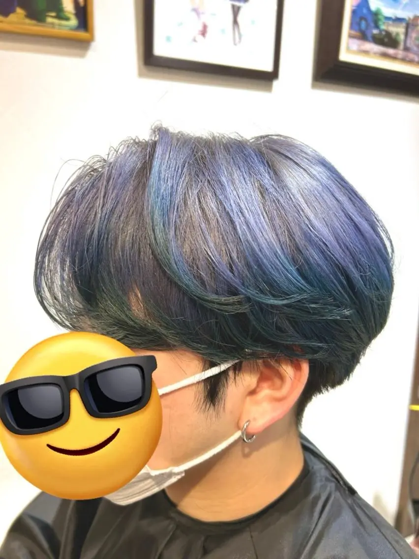 ショート カラー メンズ ネイビーカラー カット ヘアカラー 仲野 空悟@モデル募集中のヘアスタイル
