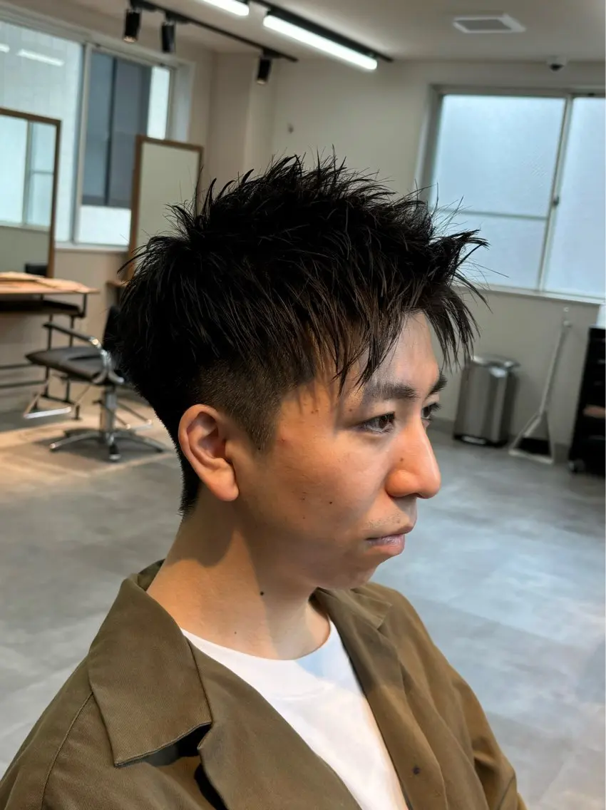 メンズ ツーブロック 刈り上げ 保立フェザーパーマ 大人メンズヘア船橋駅のヘアスタイル