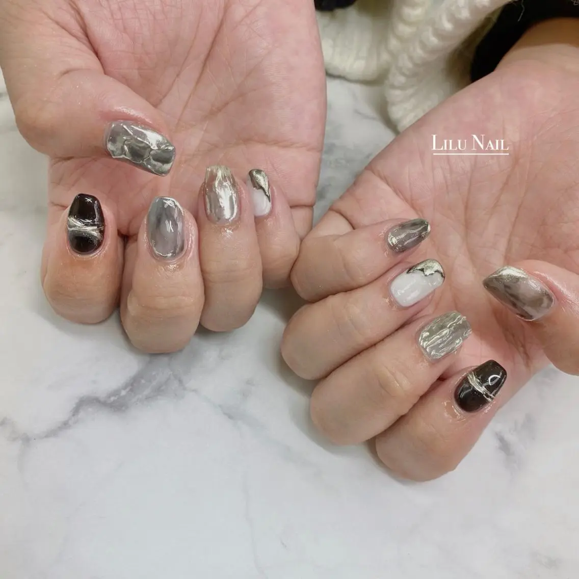 ネイル ニュアンスネイル モチの良さ◉ フィルインネイル♡のネイルデザイン