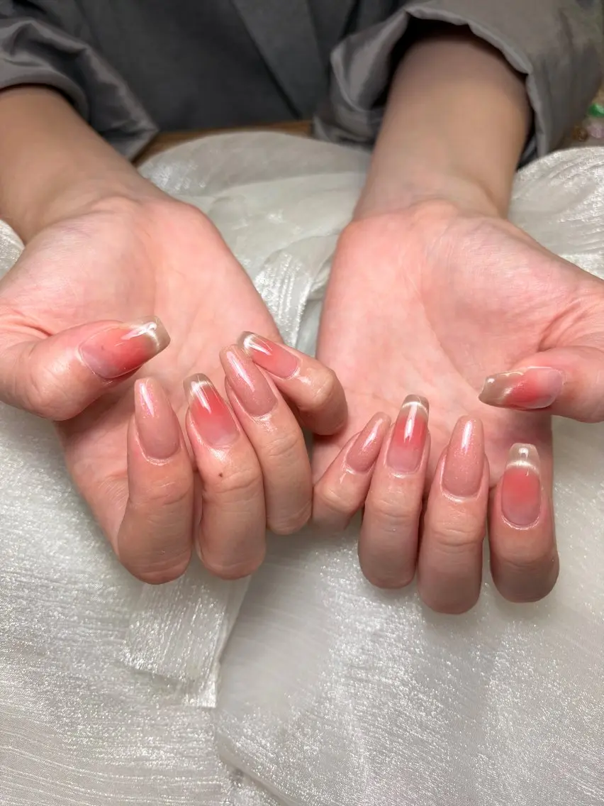 ネイル ハンドネイル ユリ🎀長さだし/ パラジェル/持ち込みのネイルデザイン