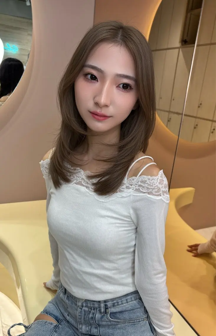 セミロング ヘアアレンジ カット 縮毛矯正 トリートメント 縮毛矯正/ 巻ける艶髪/吉田光佑のヘアスタイル